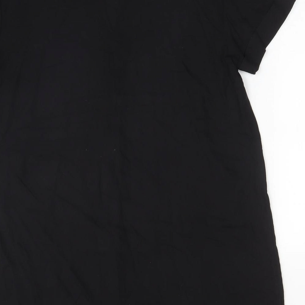 H7M Womens Black Viscose A-Line Size S V-Neck