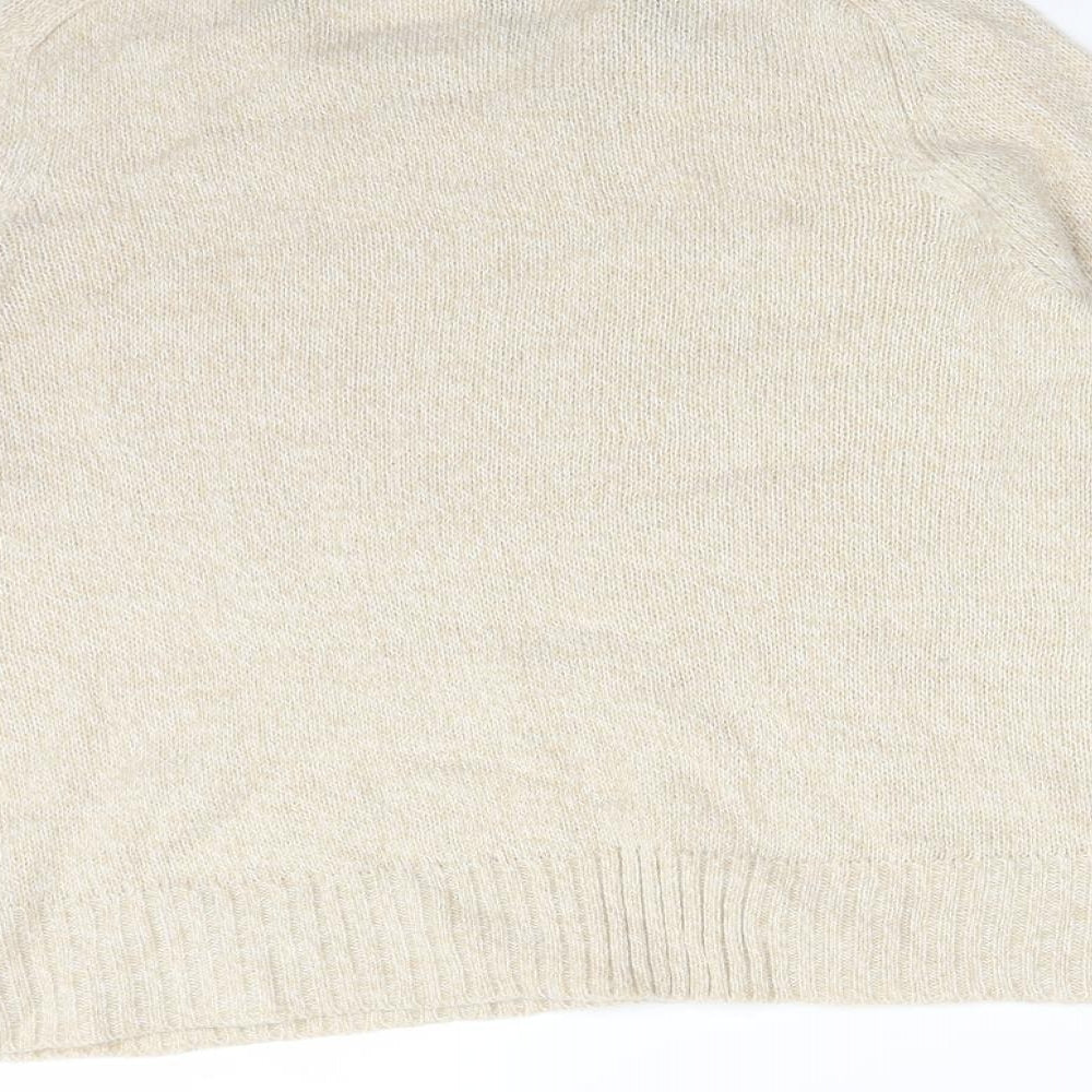 H&M Womens Beige Acrylic Basic T-Shirt Size S Crew Neck