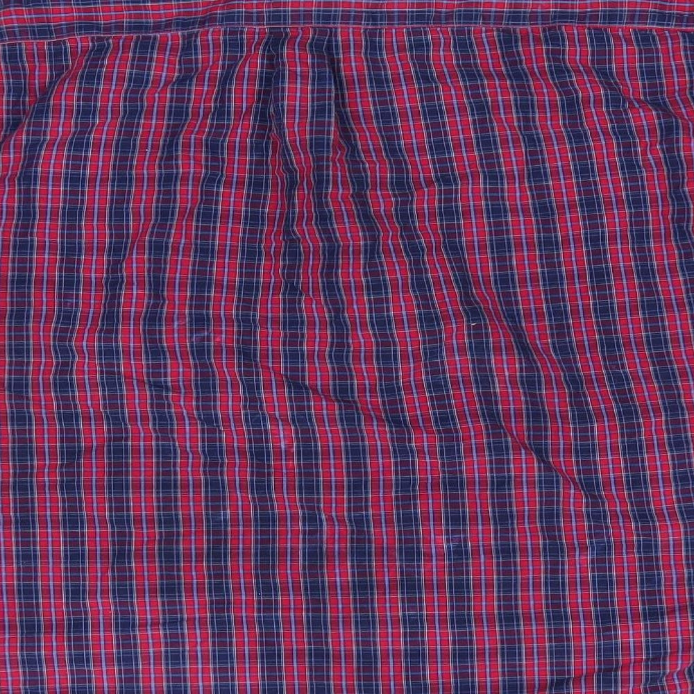 Easy Mens Red Check Cotton Button-Up Size M Collared - Red Blue Check