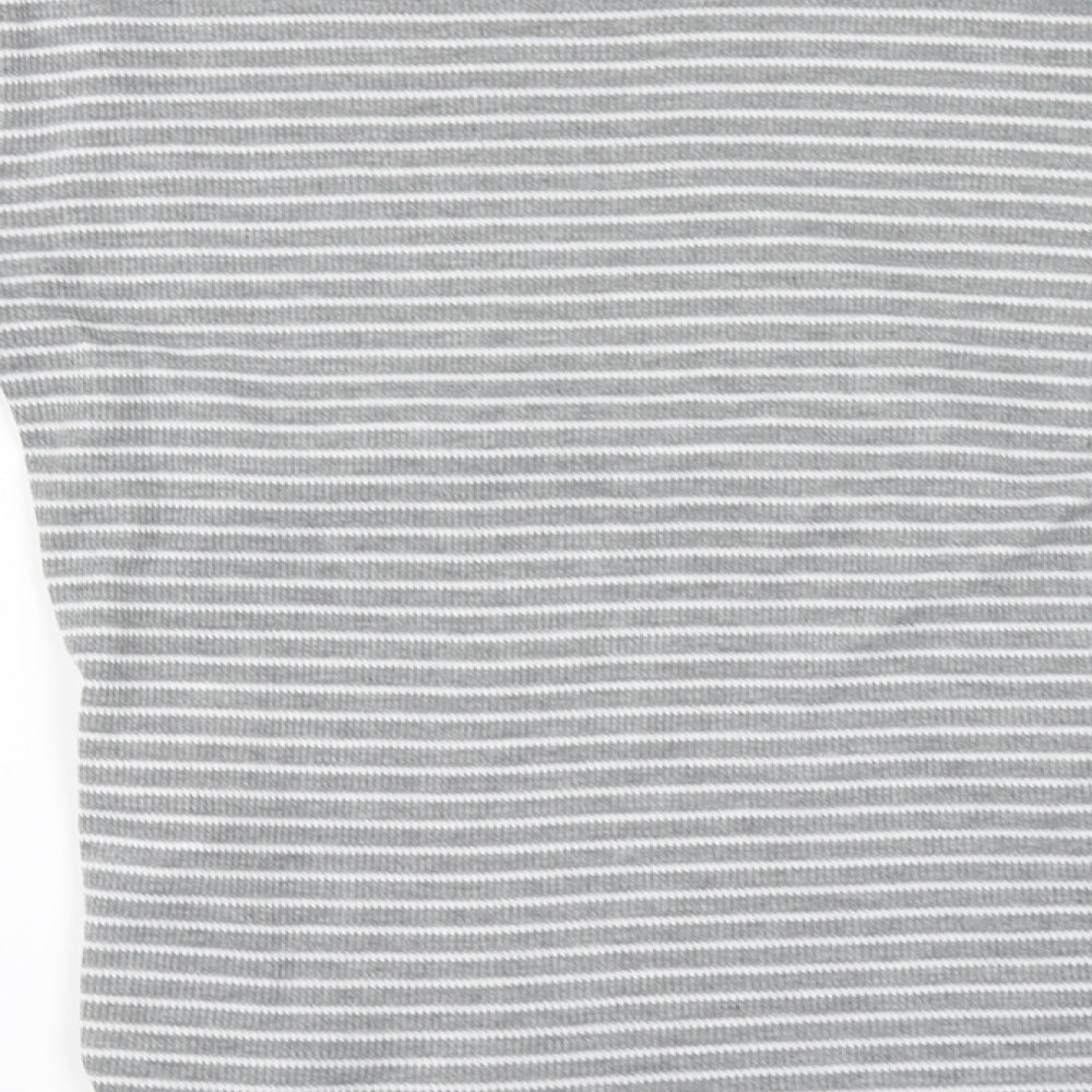 Pieces Mens Grey Round Neck Striped Polyester Pullover Jumper Size M