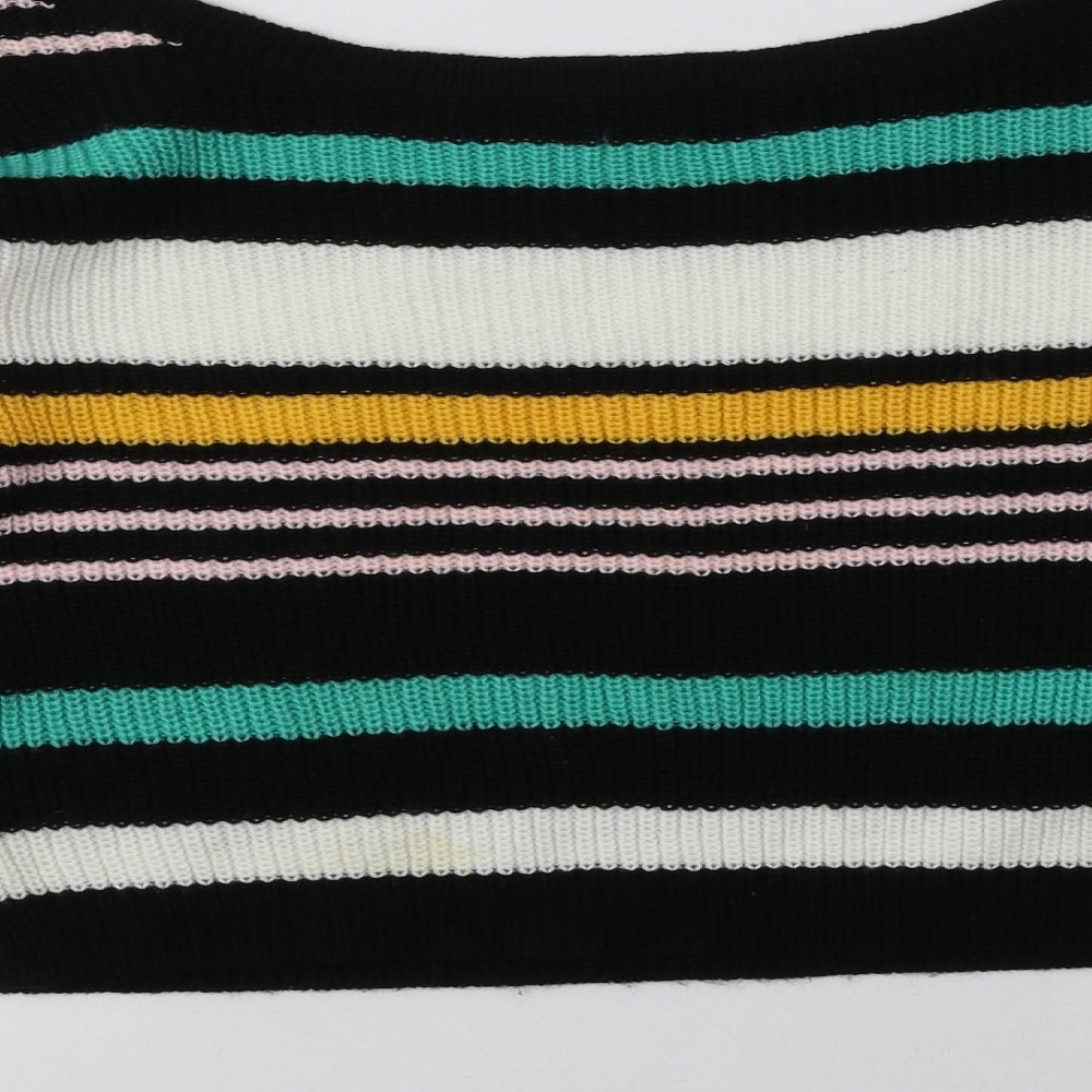 Missguided Womens Multicoloured Boat Neck Striped Acrylic Pullover Jumper Size M