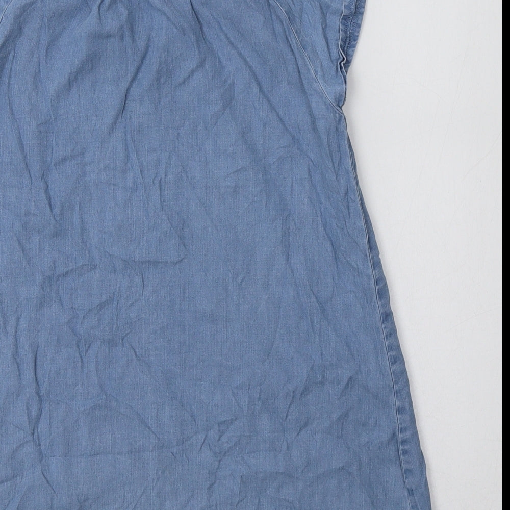 George Girls Blue Lyocell A-Line Size 6-7 Years Round Neck