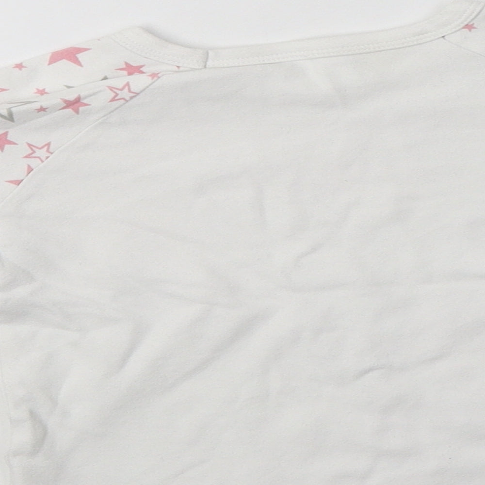 Preworn Girls White Cotton Top Pyjama Top Size 3-4 Years - Star Print