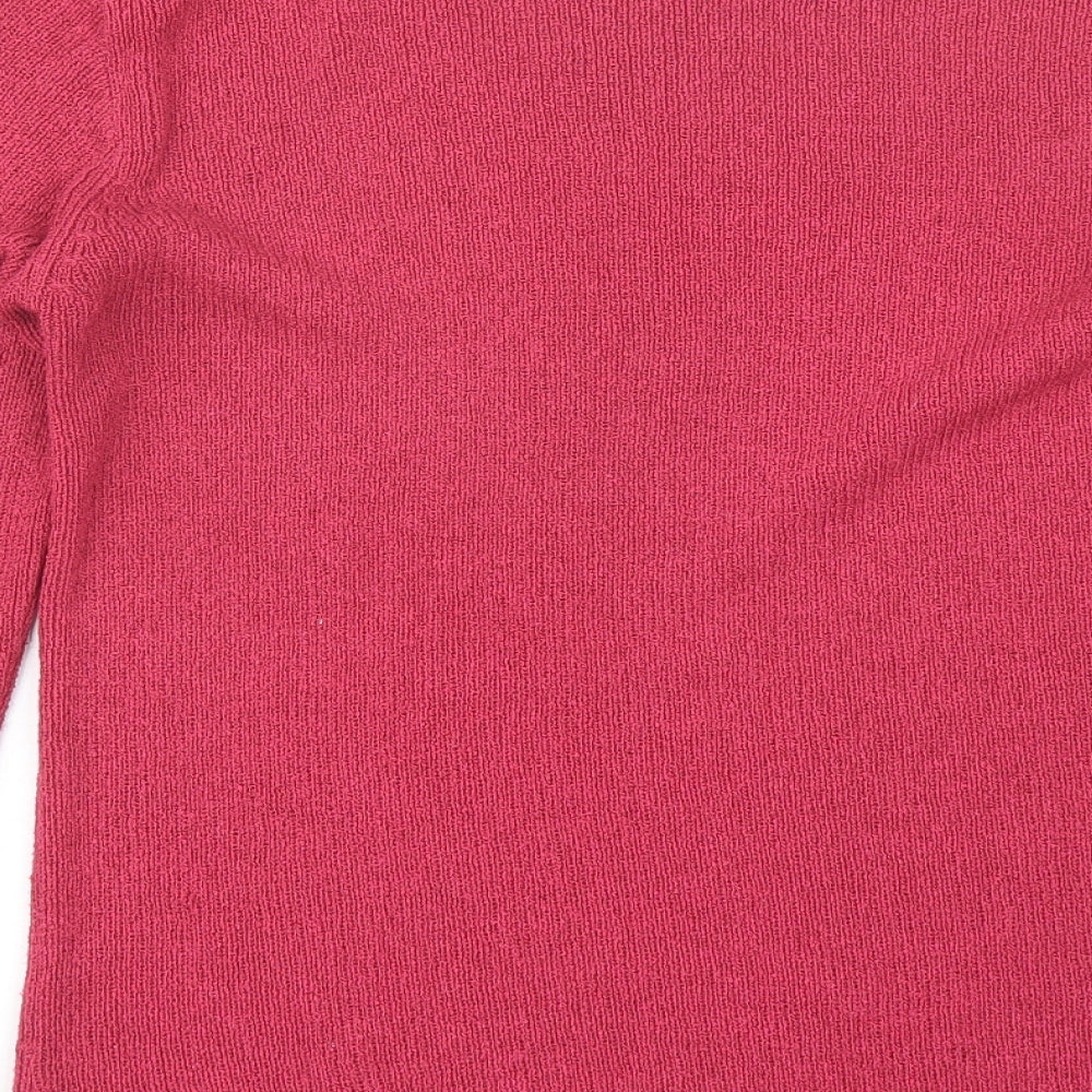 Joie de vivre Womens Pink Round Neck Acrylic Pullover Jumper Size L