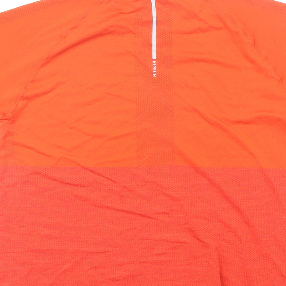 DECATHLON Womens Orange Polyester Basic T-Shirt Size M Round Neck
