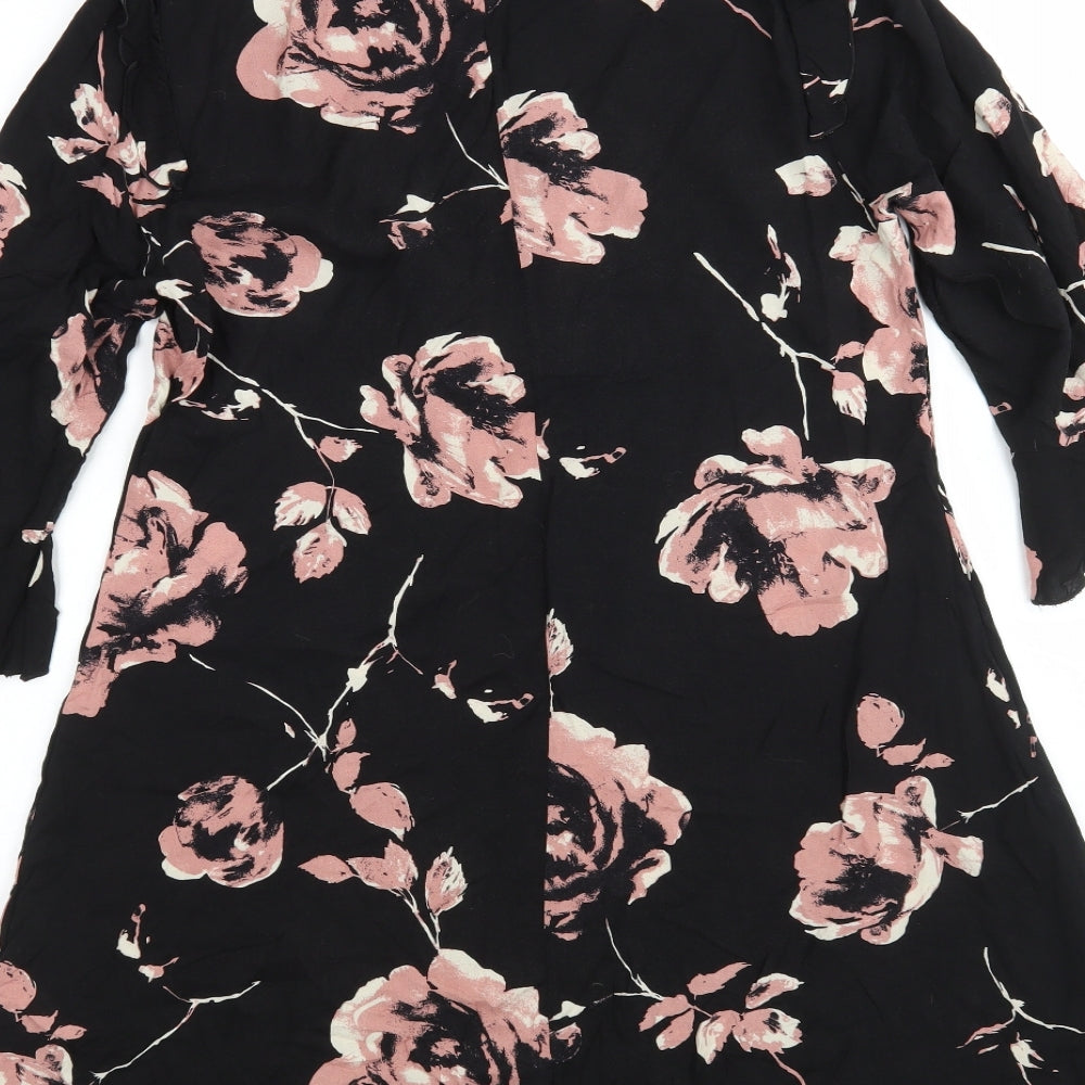 Peacocks Womens Multicoloured Floral Viscose A-Line Size 10 Round Neck