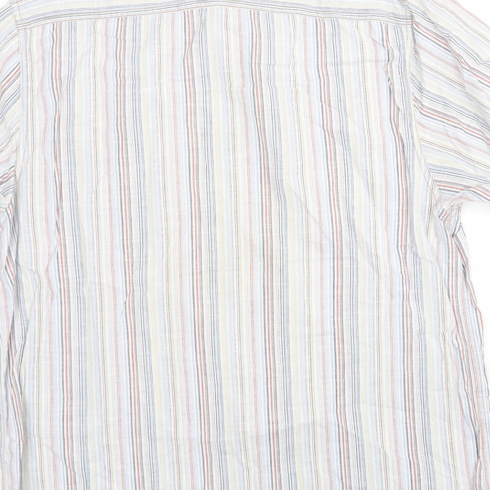 Easy Mens Multicoloured Striped Button-Up Size L Collared