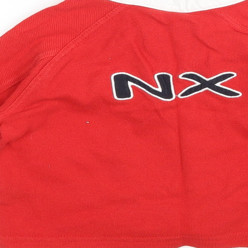 NX Boys Red Cotton Basic Polo Size 9-12 Months Collared