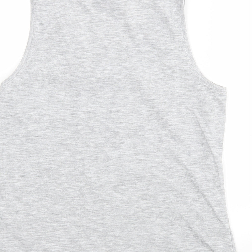 Barley Lane Womens Grey Cotton Basic Tank Size M Round Neck