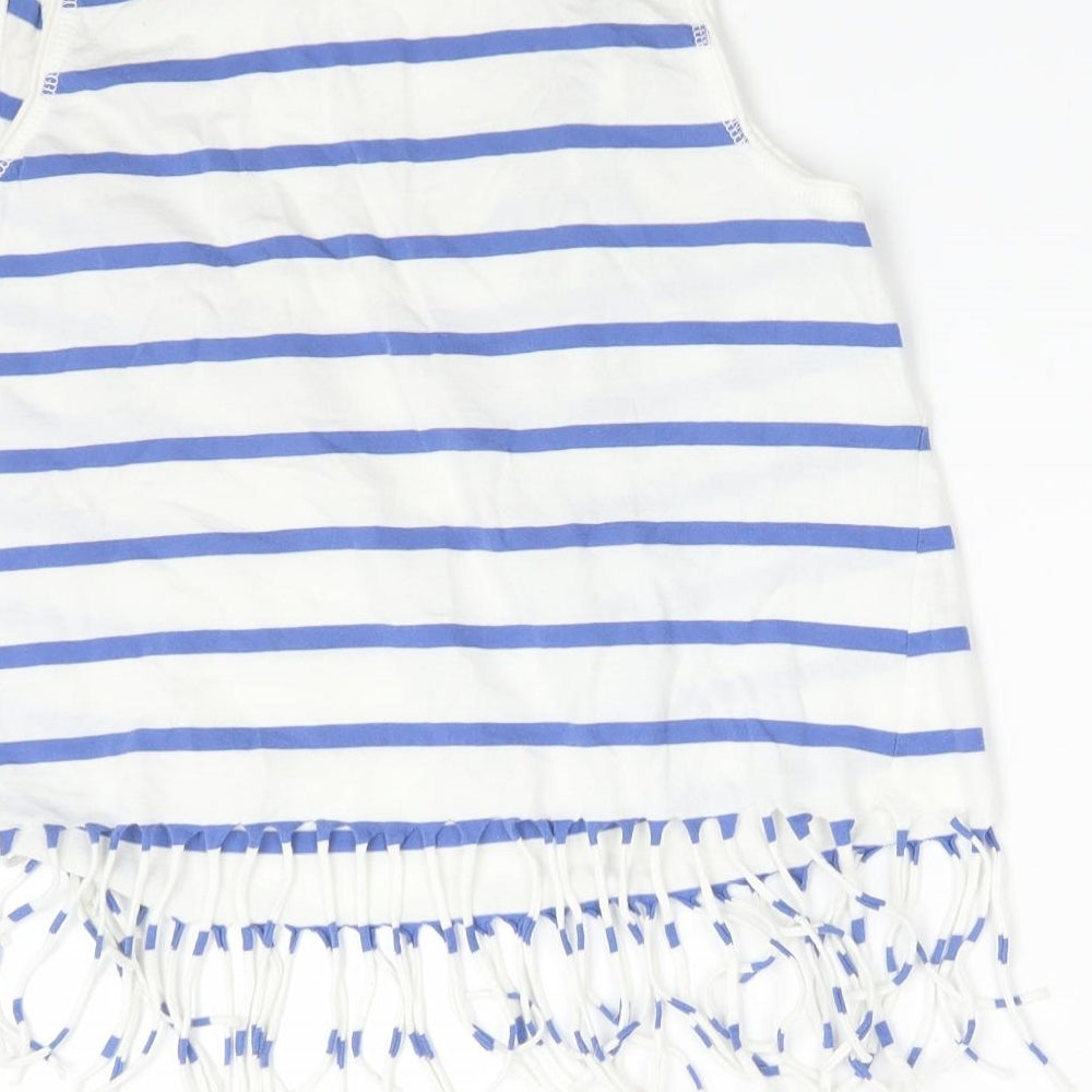 New Look Womens Multicoloured Striped Cotton Basic T-Shirt Size 8 Scoop Neck