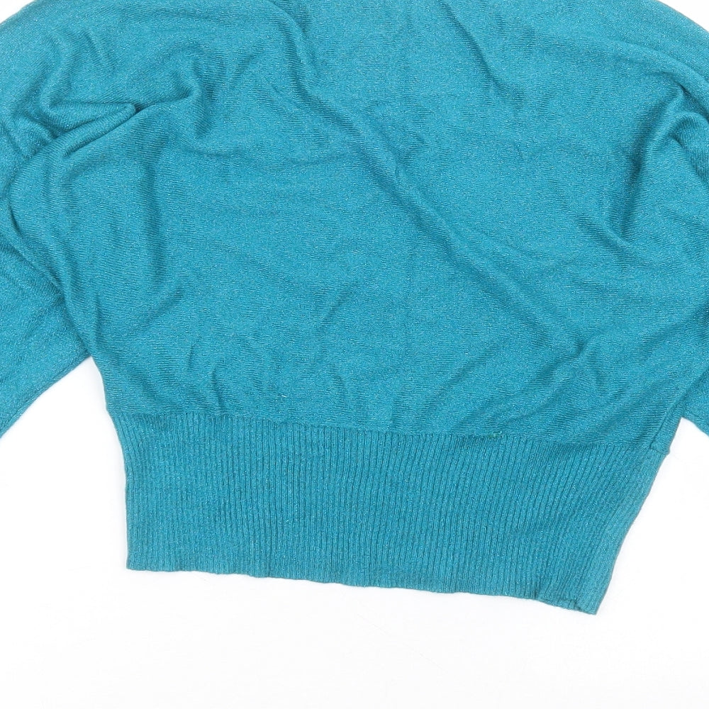 Preworn Womens Blue Viscose Basic T-Shirt Size 12 Round Neck