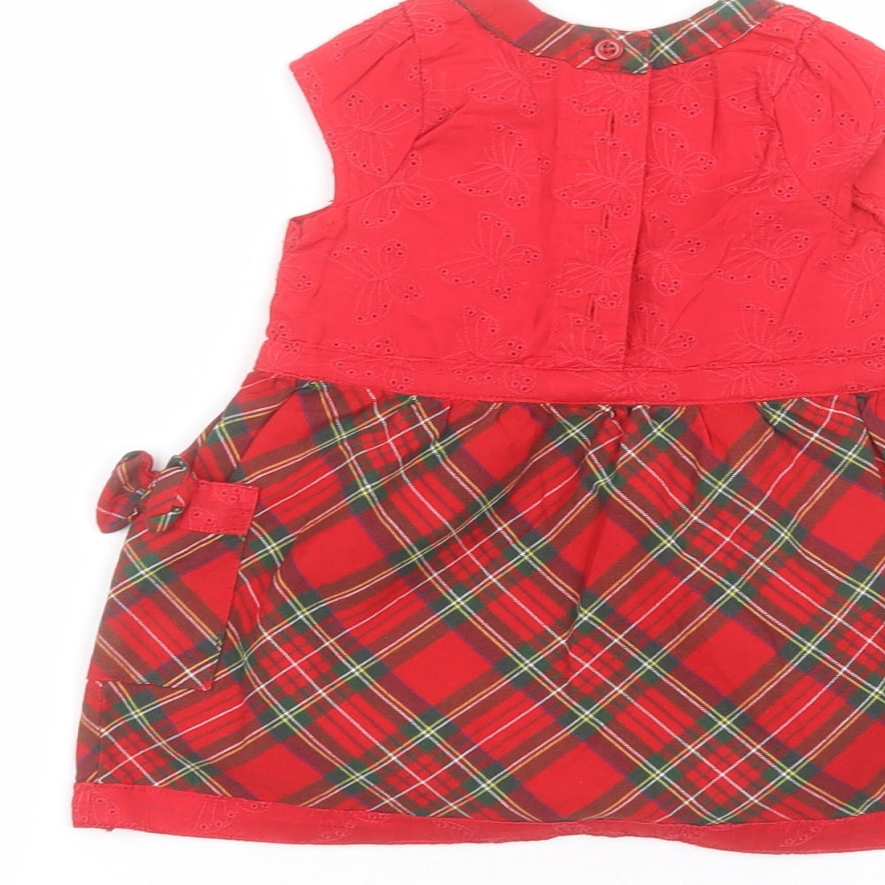 EWM Baby Red Cotton A-Line Size 12-18 Months Round Neck