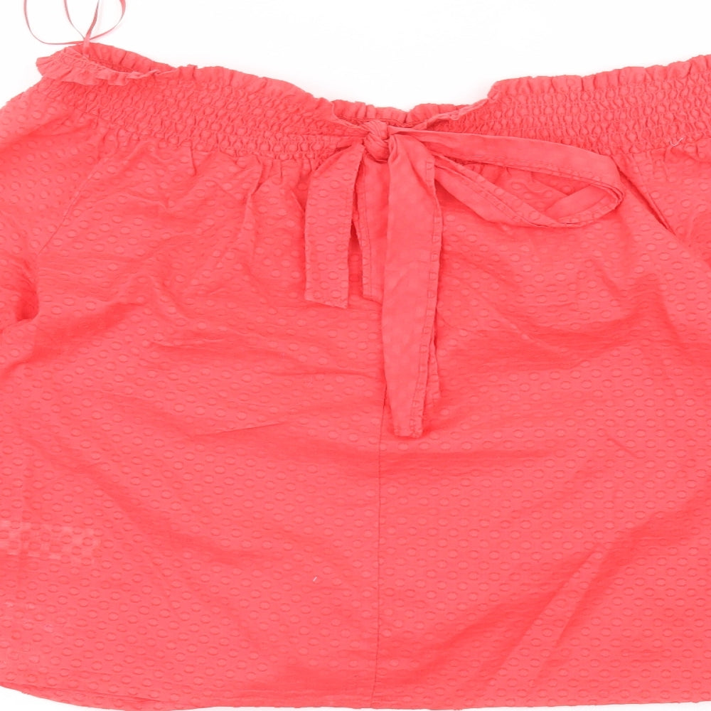 Primark Womens Red Cotton Basic Blouse Size 14 Round Neck