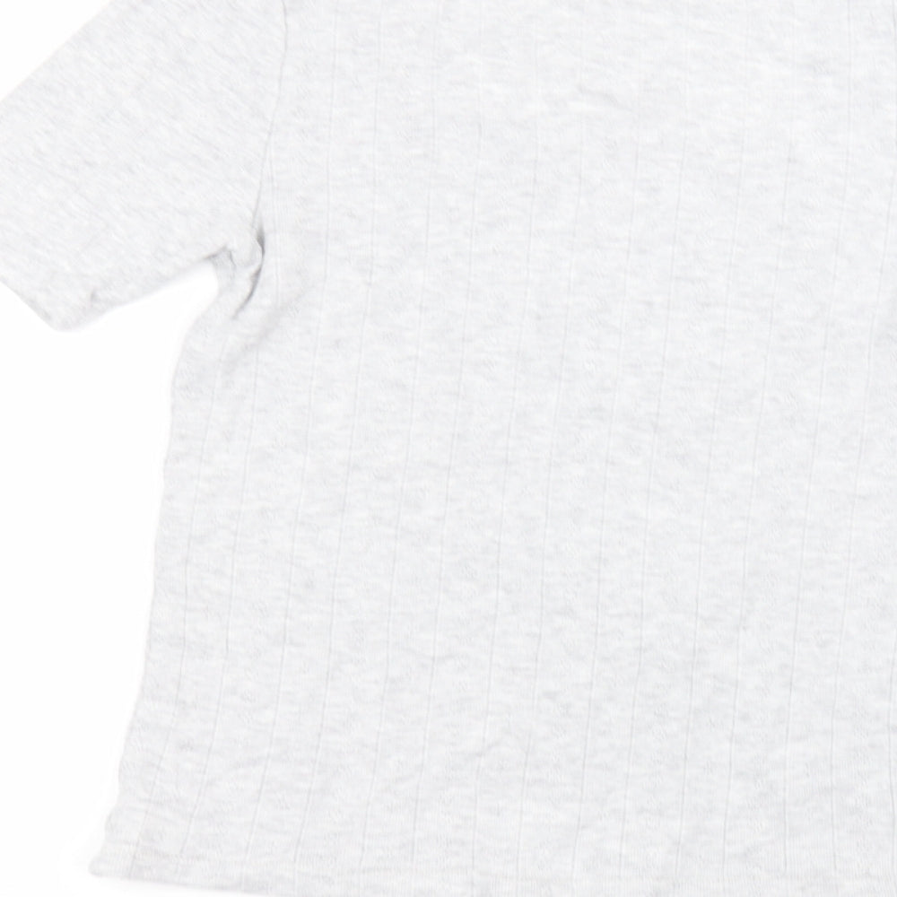 Marks & Spencer Womens Grey Viscose Basic T-Shirt Size 14 Round Neck