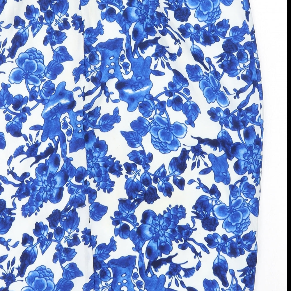 South Womens Blue Floral Polyester Straight & Pencil Skirt Size 14