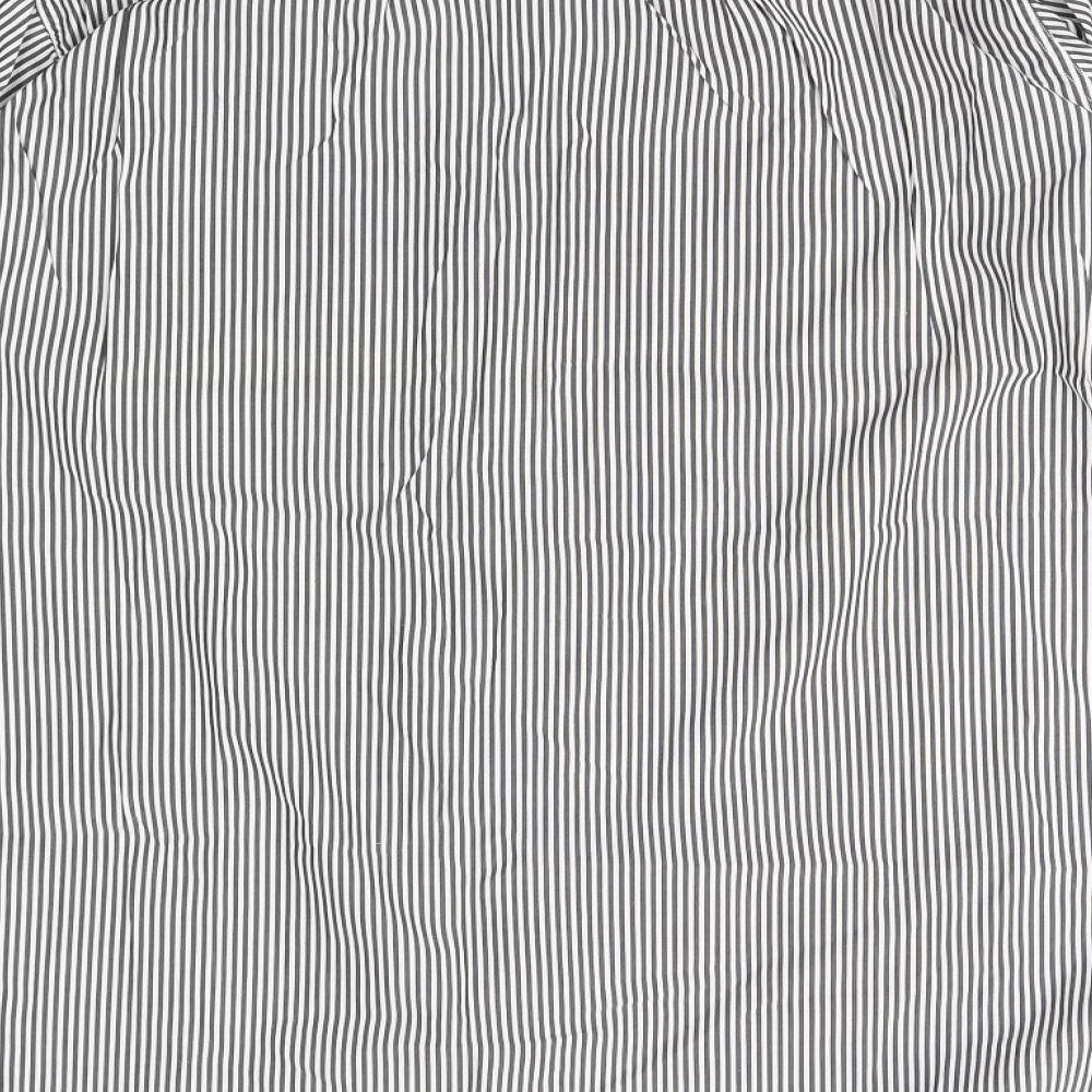 Preworn Mens White Striped Button-Up Size 16 Collared