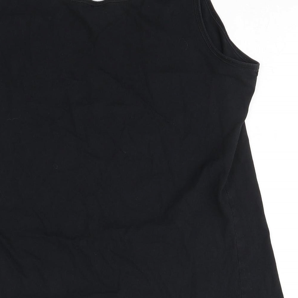 New Look Womens Black Cotton Basic Tank Size 18 Round Neck