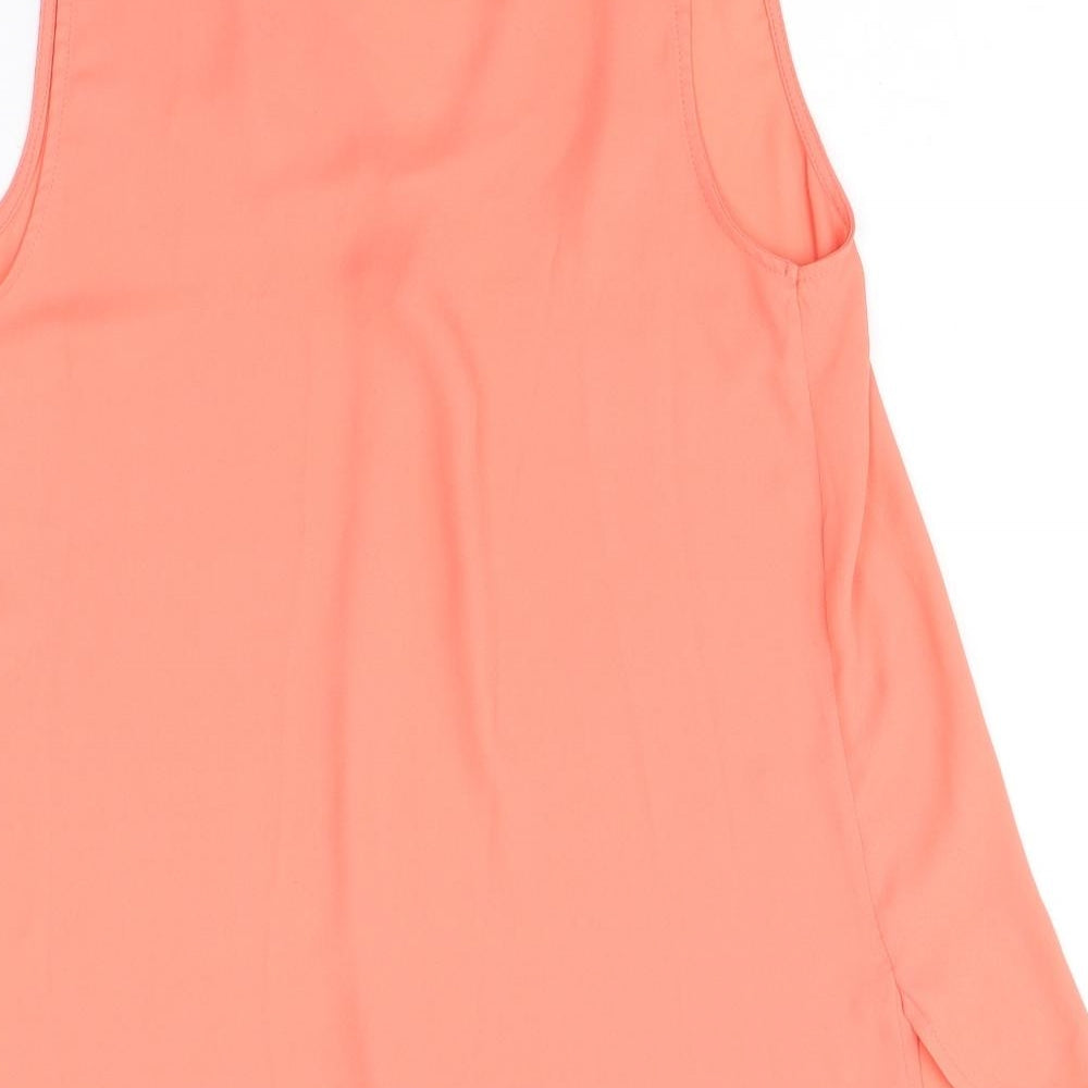 New Look Womens Pink Polyester Basic Blouse Size 10 V-Neck