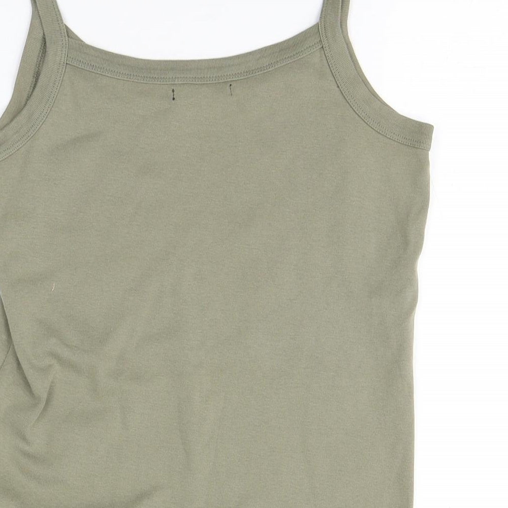 BM Womens Brown Cotton Basic Tank Size S Round Neck