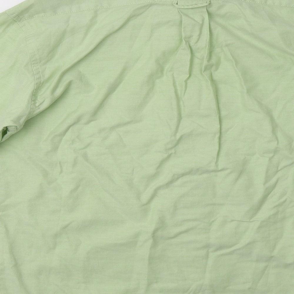 Baresi Jeans Mens Green Cotton Button-Up Size M Collared