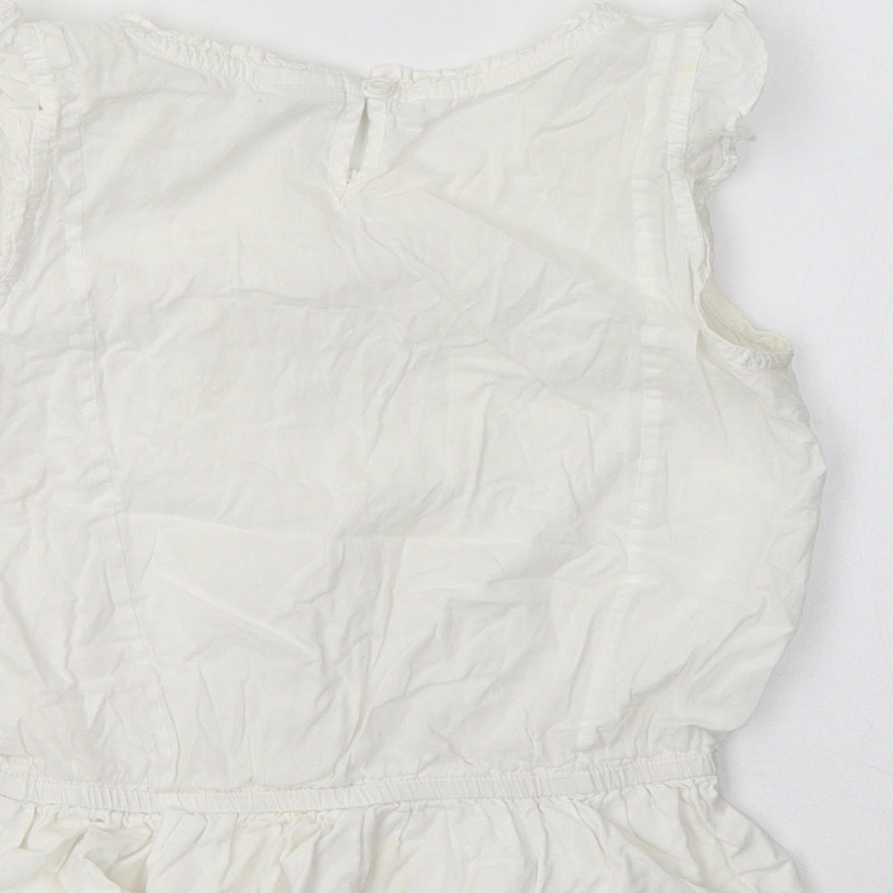 NEXT Girls White Cotton Basic Blouse Size 6 Years Crew Neck
