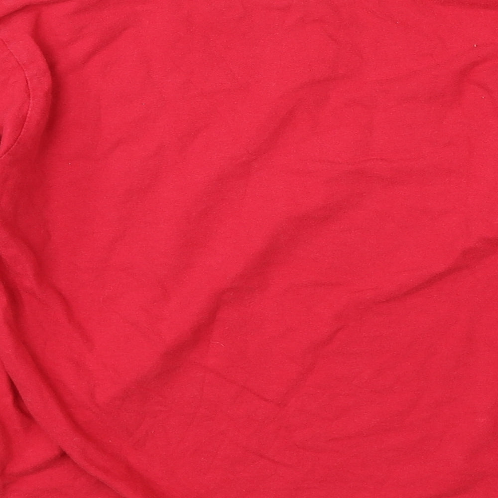 Preworn Boys Red Cotton Basic T-Shirt Size 8-9 Years Round Neck