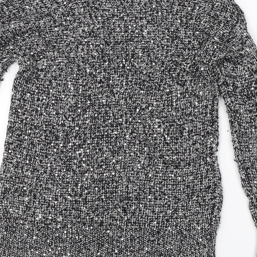 Atmoshpere Womens Grey Round Neck Polyester Pullover Jumper Size 10