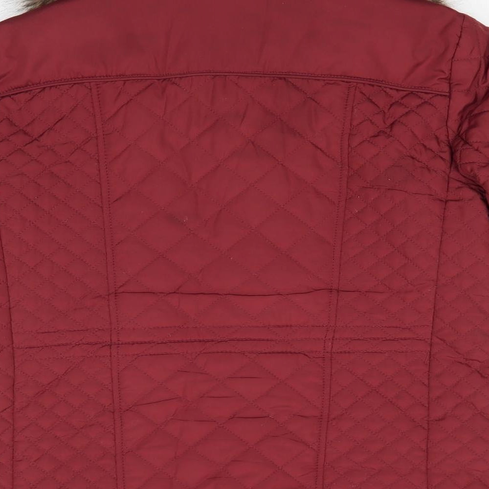 Marks & Spencer Womens Brown Quilted Coat Size 10 - Chestnut Brown Removeable Faux Fur Collar