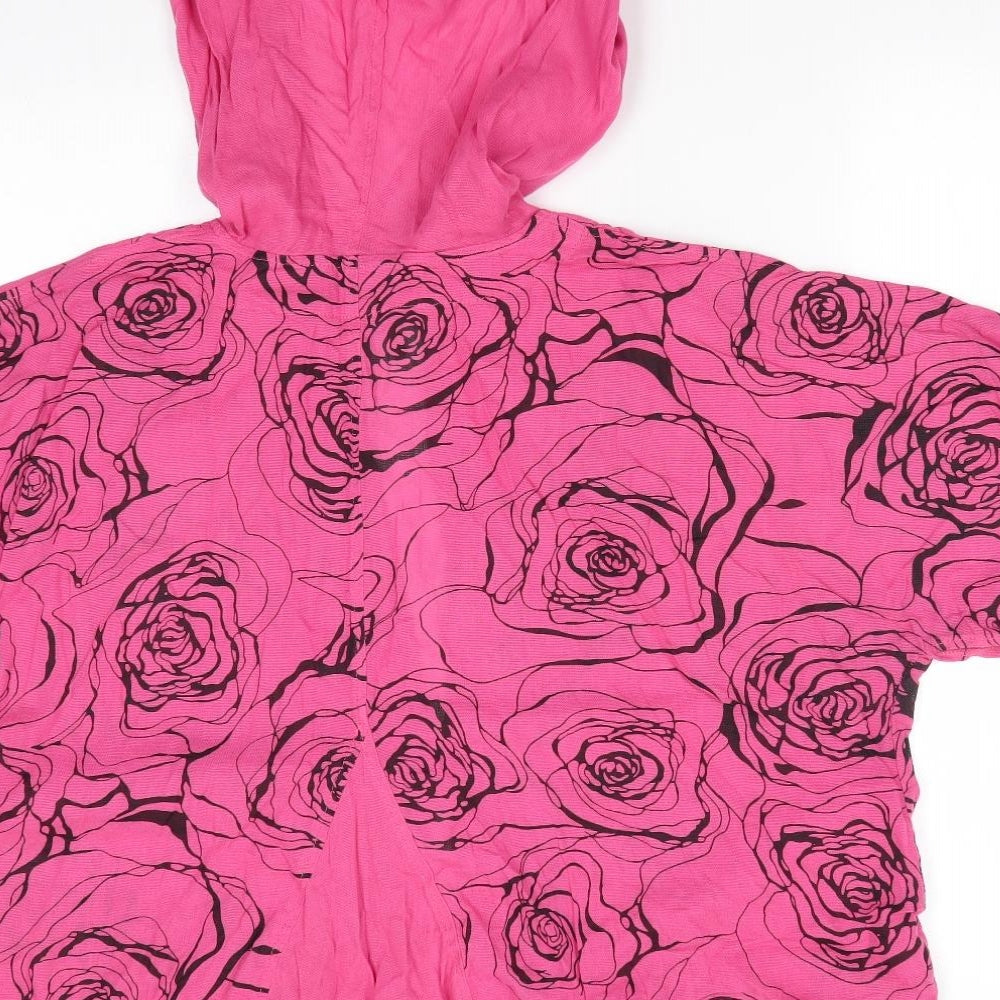 Kekoo Womens Pink Floral Jacket - Black Flowers
