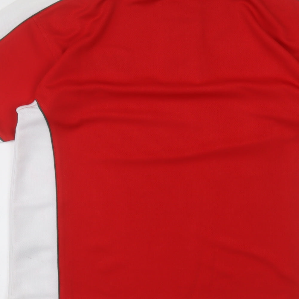 manav Mens Red Polyester Polo Size S Collared - wales