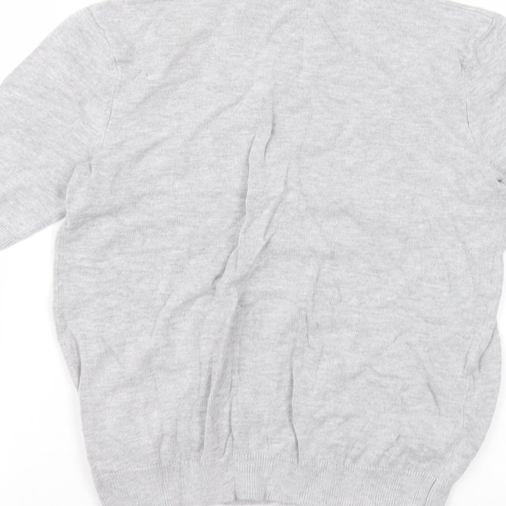 H&M Girls Grey Viscose Basic T-Shirt Size XS Round Neck