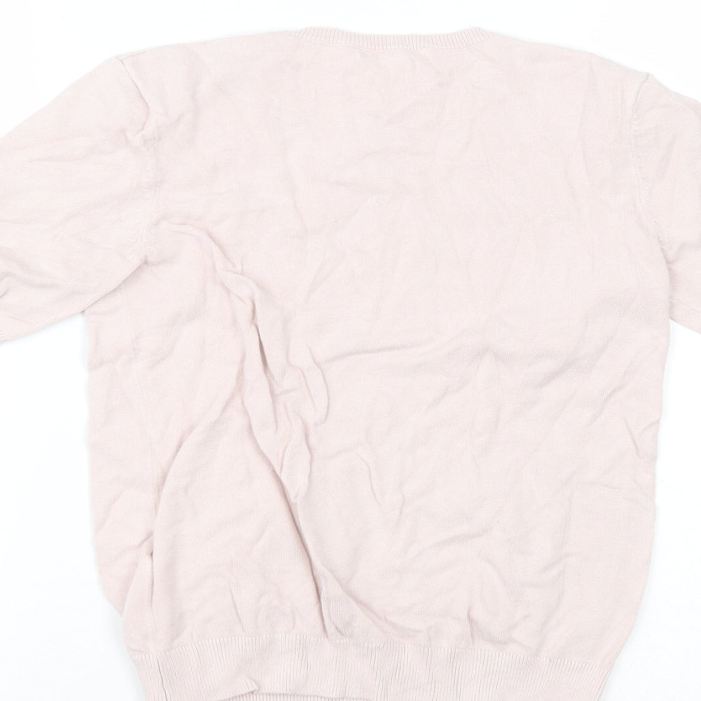 H&M Womens Pink Viscose Basic T-Shirt Size XS Round Neck