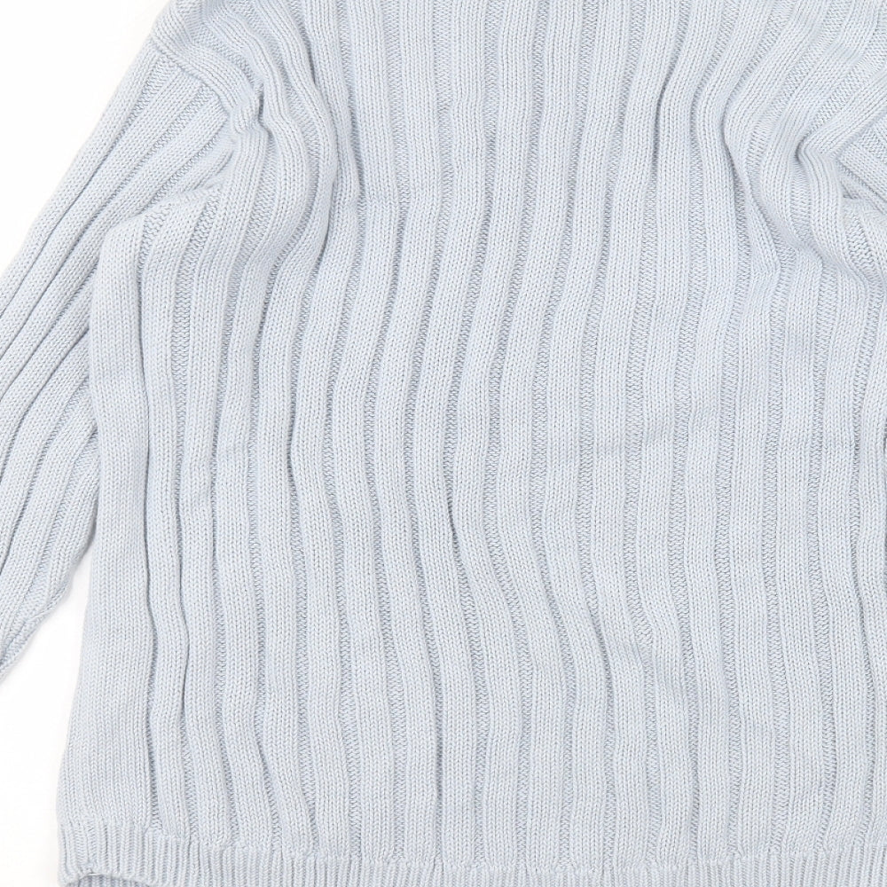 Olsen Womens Blue Round Neck Cotton Pullover Jumper Size 10