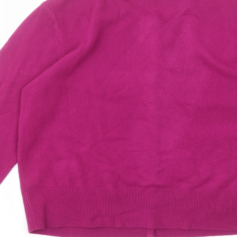 Ann McCarthey Womens Pink Round Neck Acrylic Cardigan Jumper Size L