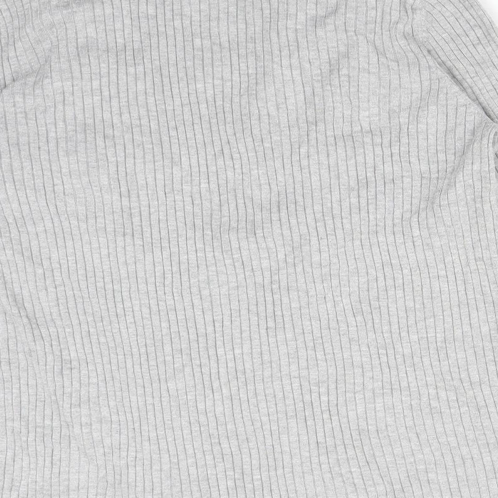 M&Co Womens Grey Striped Viscose Cardigan Jumper Size 14