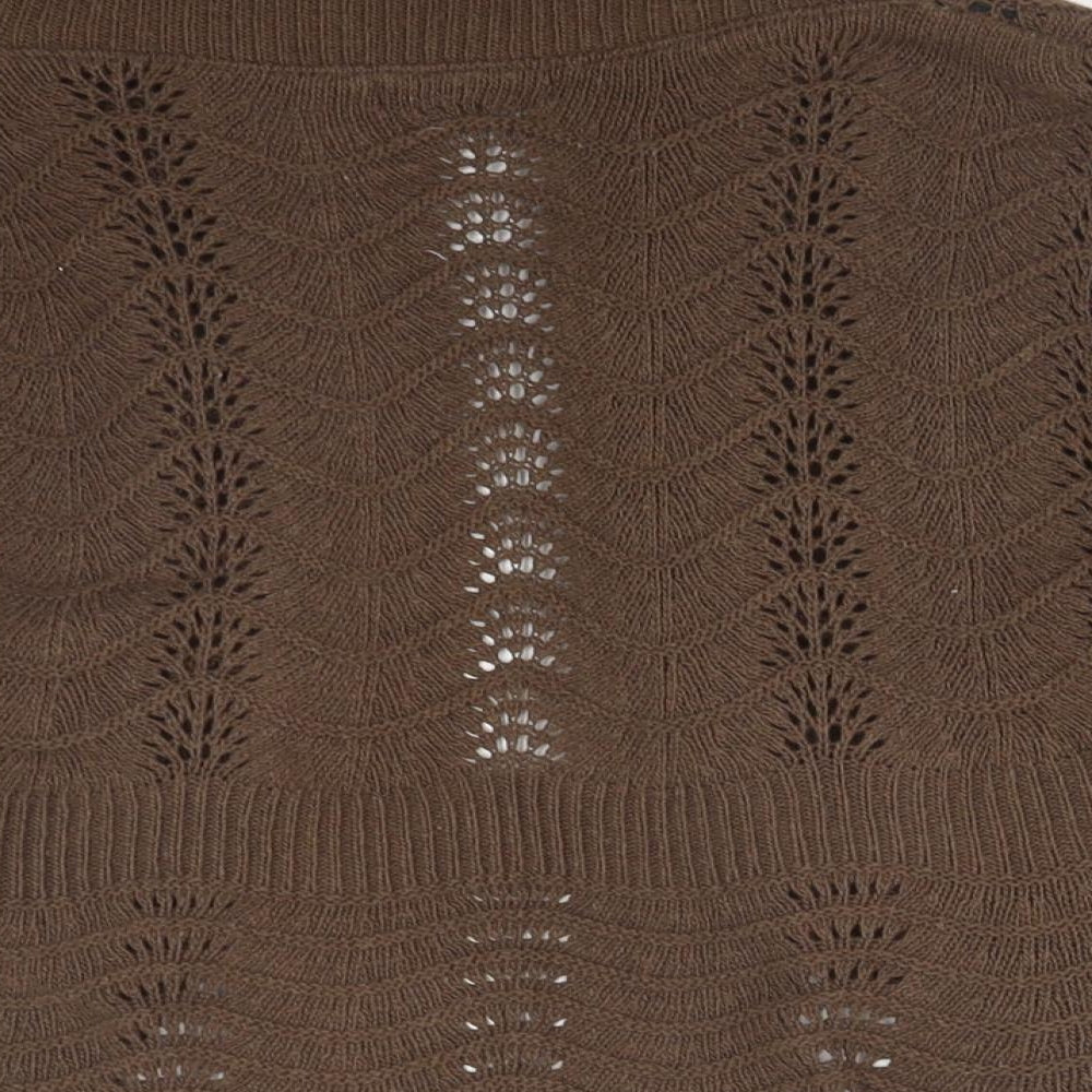 M&Co Womens Brown Geometric Cotton Pullover Jumper Size S