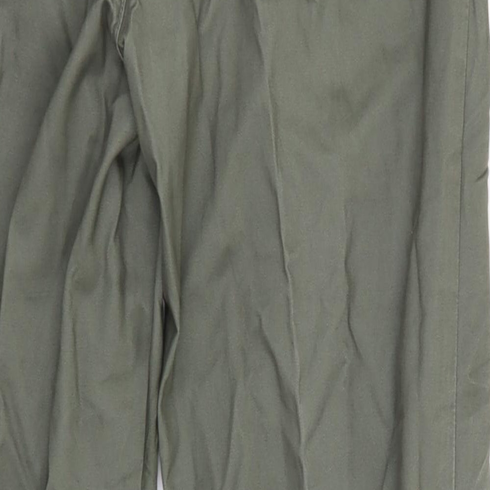 Marks and Spencer Womens Green Cotton Trousers Size 32 in L30 in Regular