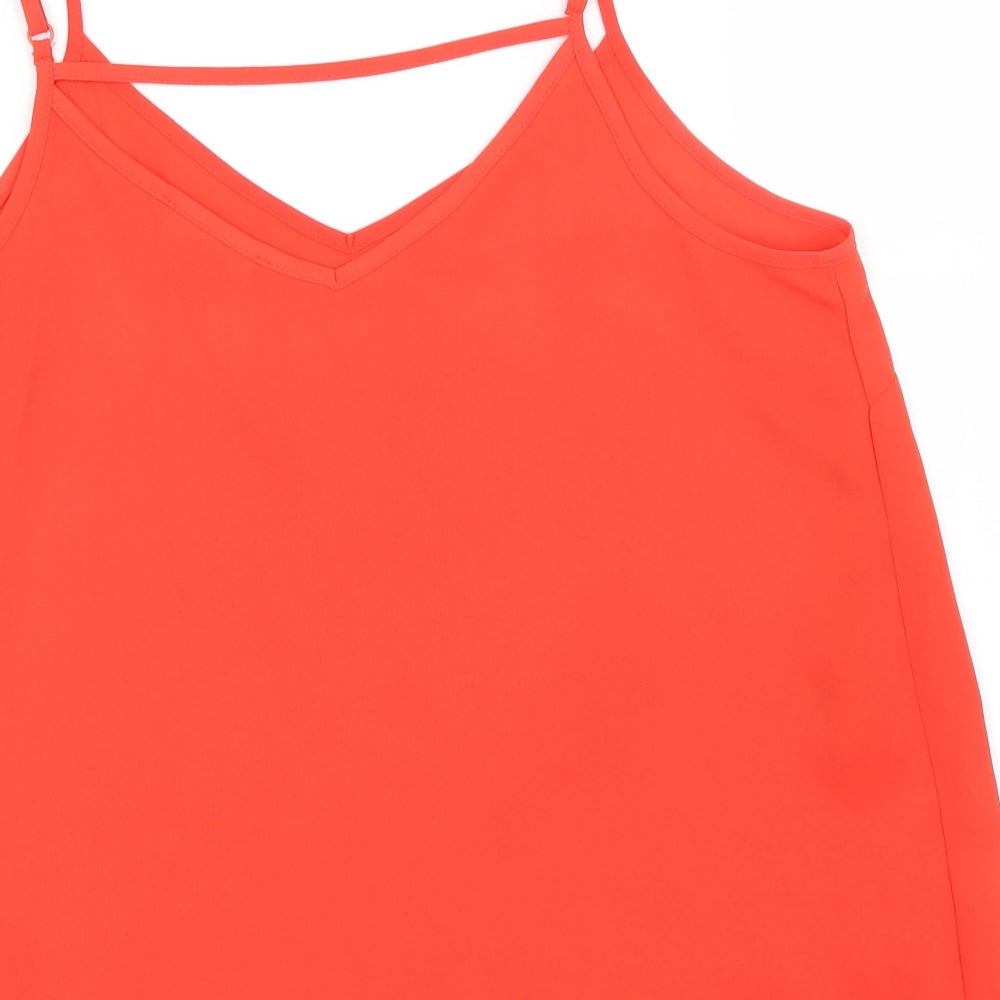 Primark Womens Red Polyester Basic Tank Size 10 Off the Shoulder