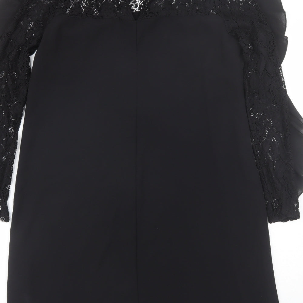 New Look Womens Black Polyester Shift Size 6 Round Neck