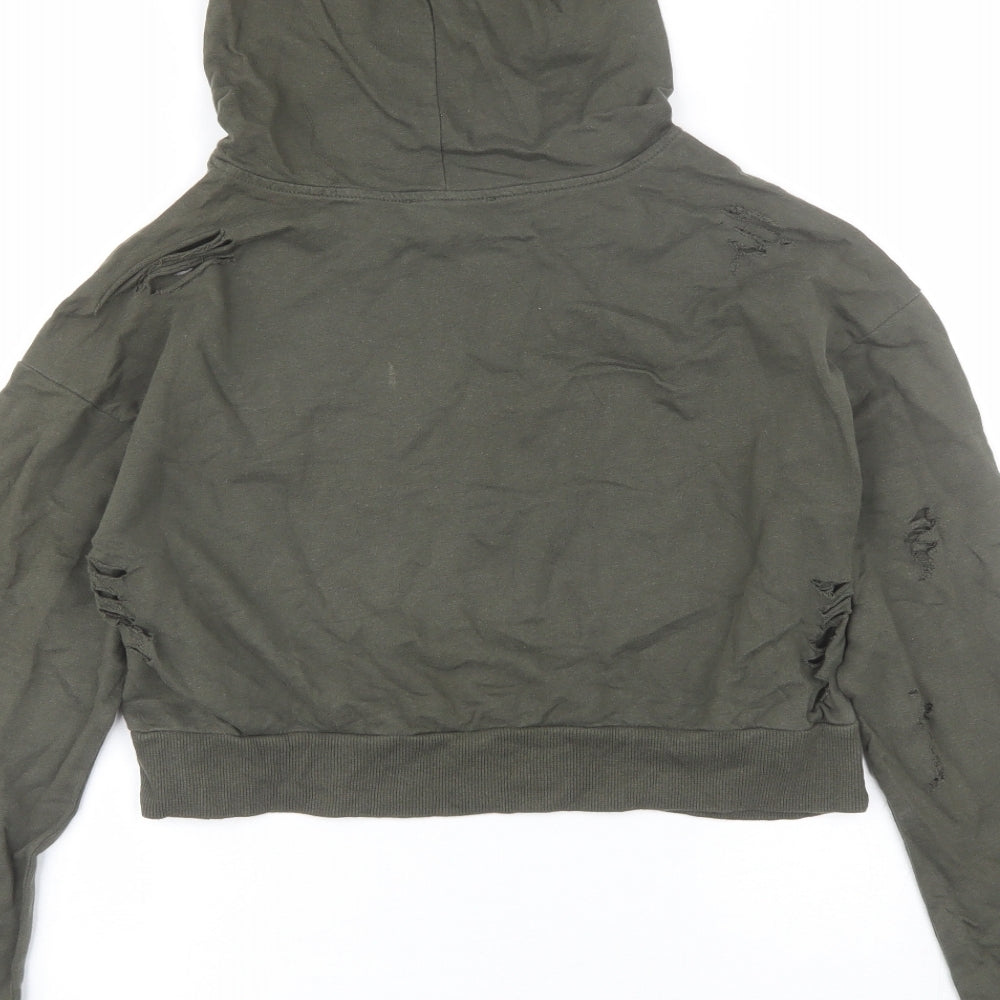Select Womens Green Cotton Pullover Hoodie Size 8 - Distressed