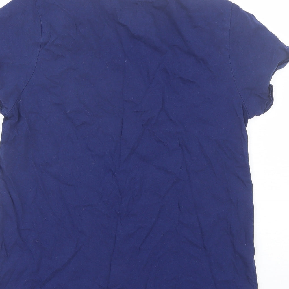 FSBN Womens Blue Cotton Blend Basic T-Shirt Size M Round Neck