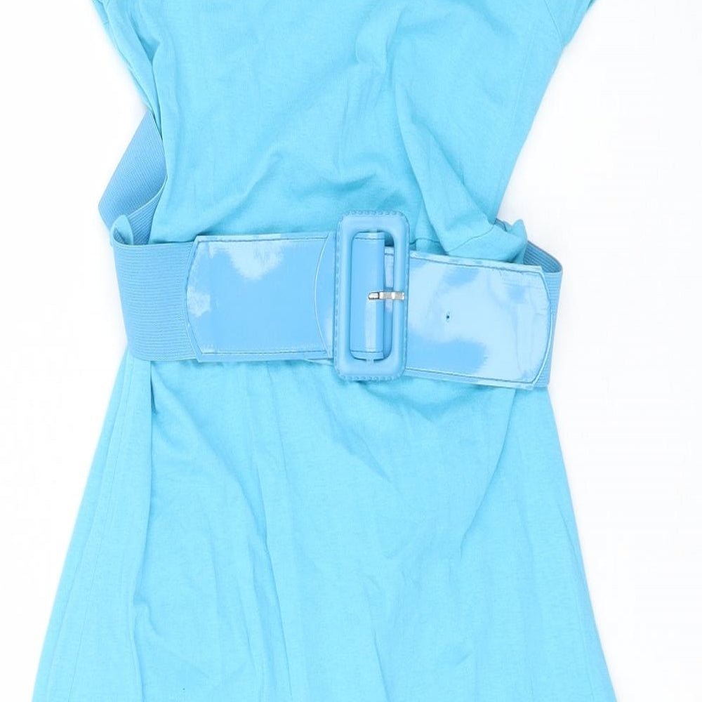 Portobello Womens Blue Cotton Shift Size S Round Neck