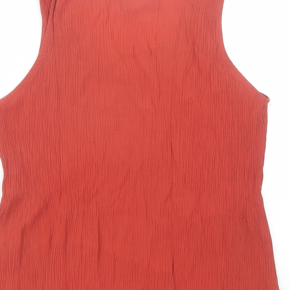 Compliments Womens Red Polyester Basic Blouse Size M Round Neck