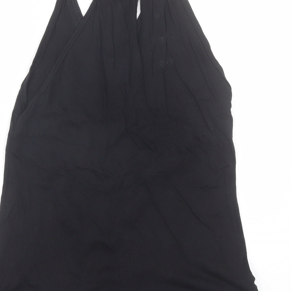 Pilot Womens Black Cotton Basic Tank Size 10 V-Neck