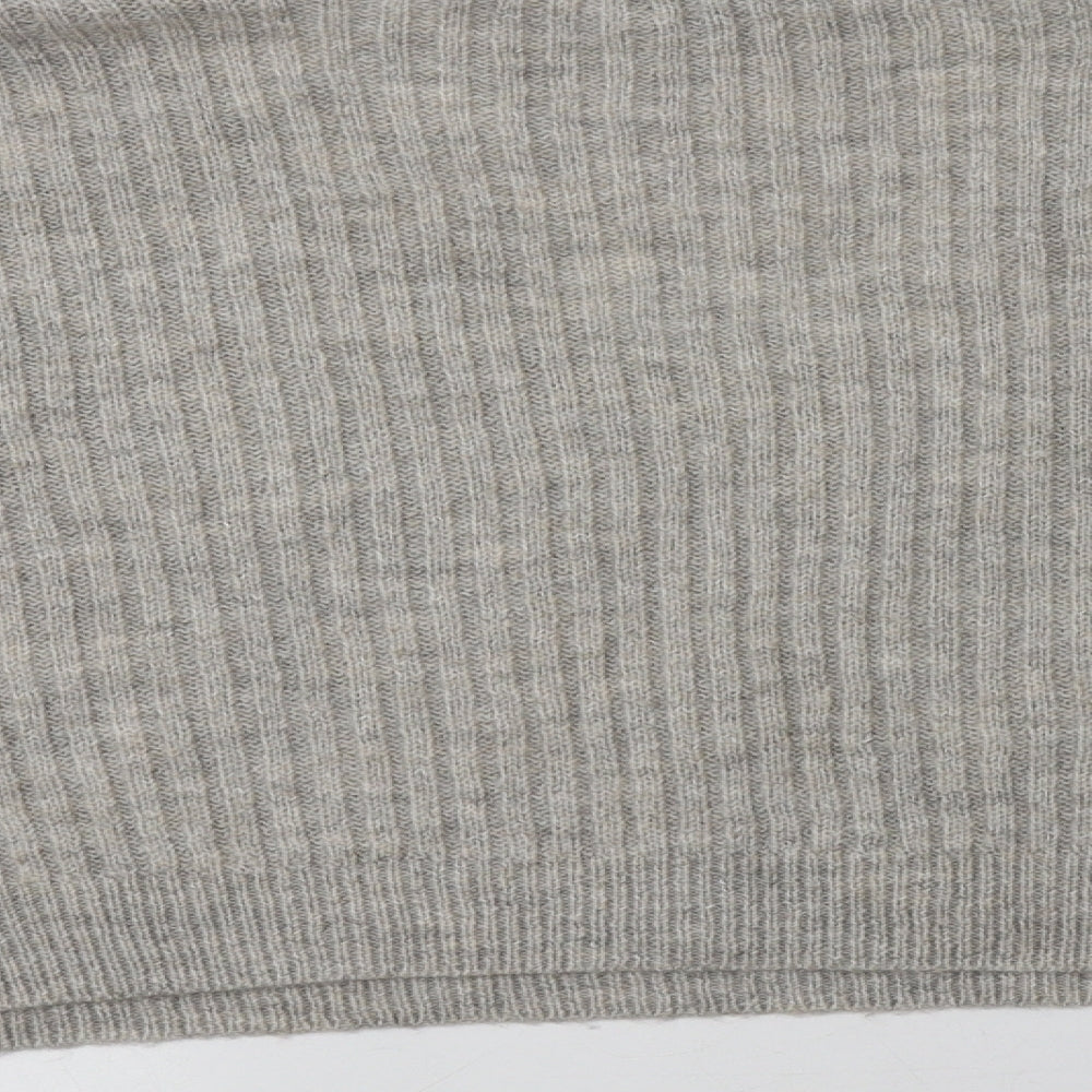 New Look Womens Grey V-Neck Acrylic Pullover Jumper Size M