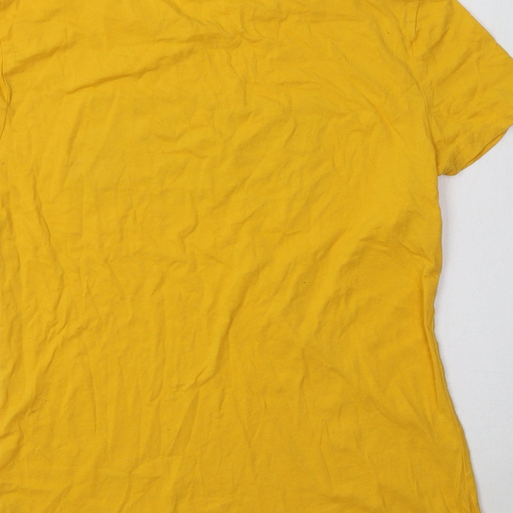 SheIn Womens Yellow Cotton Basic Polo Size 10 Collared