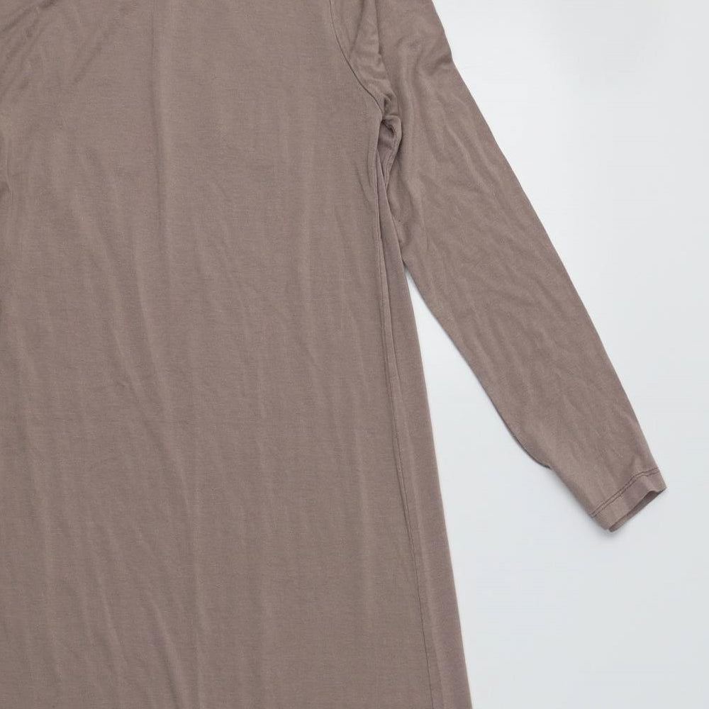 Angel Cup Womens Beige Viscose Tunic Blouse Size S Crew Neck