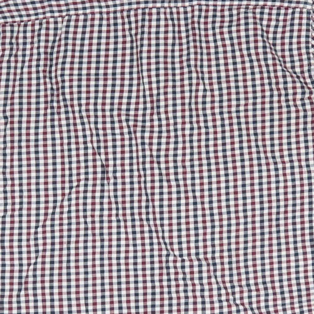 F&F Mens Blue Check Cotton Button-Up Size M Collared - Buttoned Collar Blue Brown White Checks