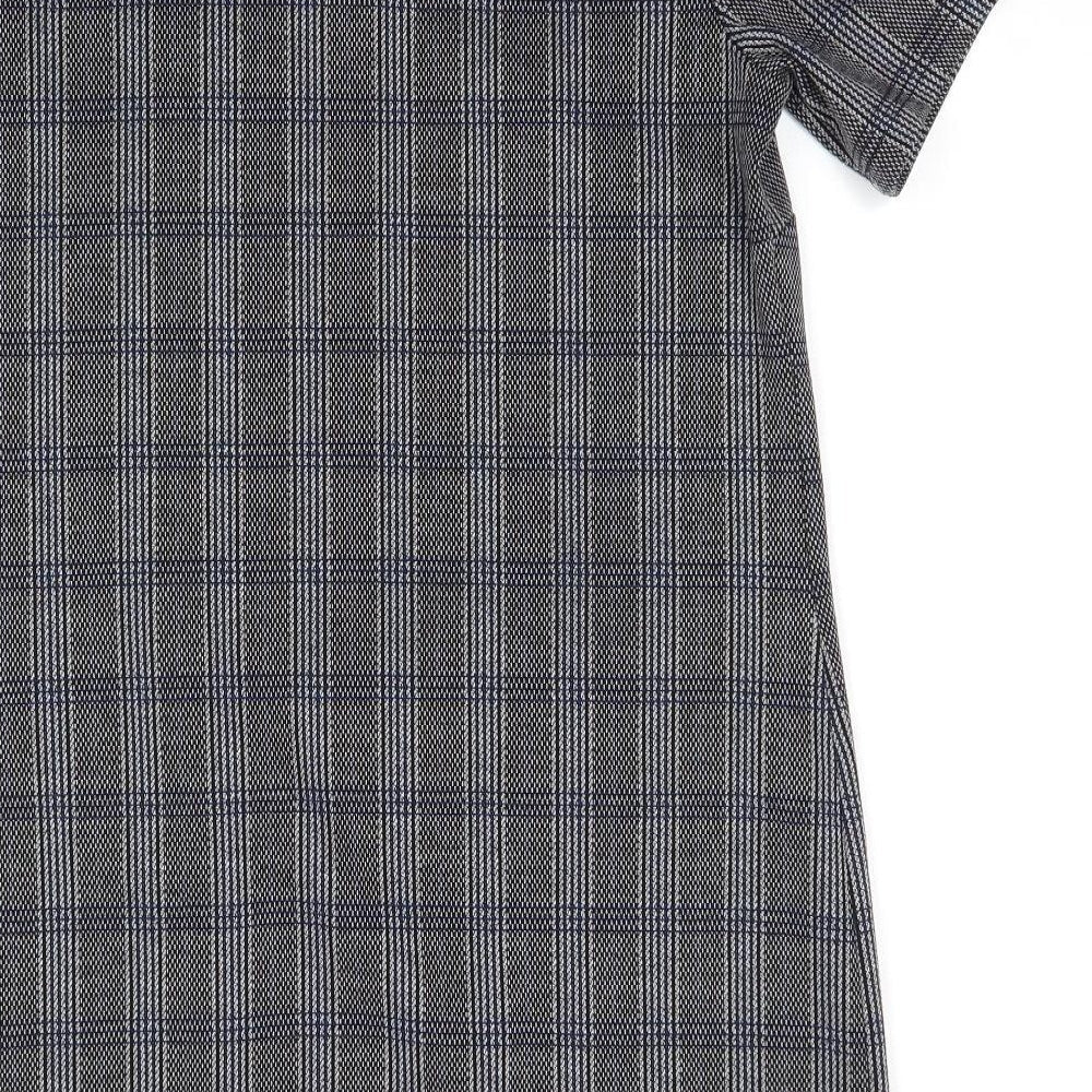 Papayaqgrey Womens Grey Check Polyester A-Line Size 12 V-Neck