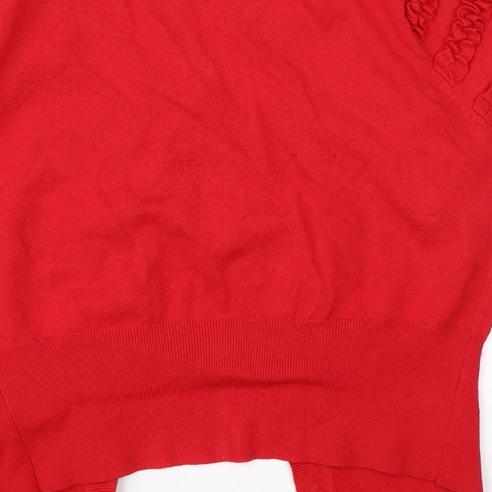 NEXT Womens Red Round Neck Viscose Cardigan Jumper Size 12